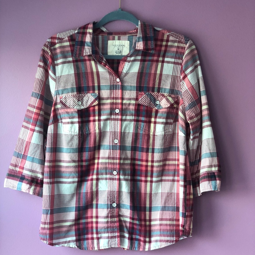Pink plaid button up